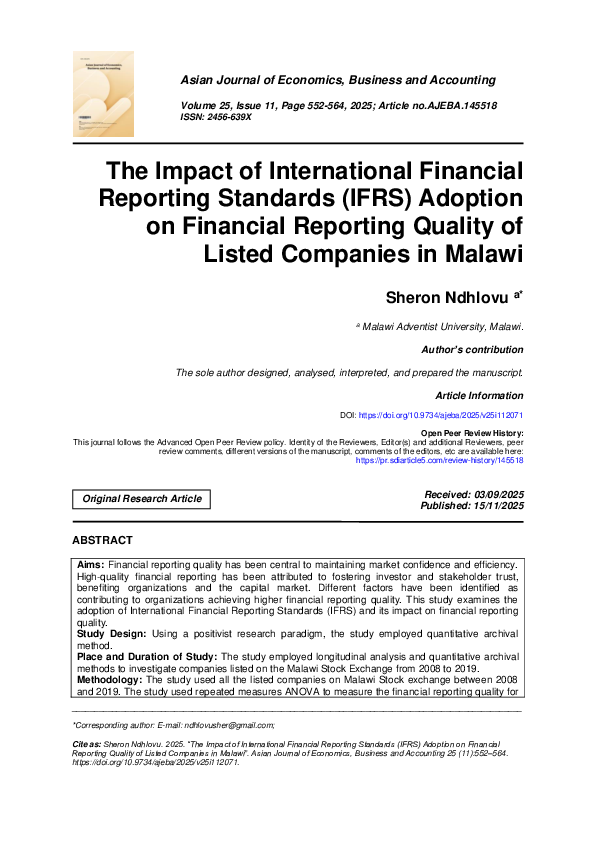 (PDF) The Impact of International Financial Reporting Standards (IFRS ...