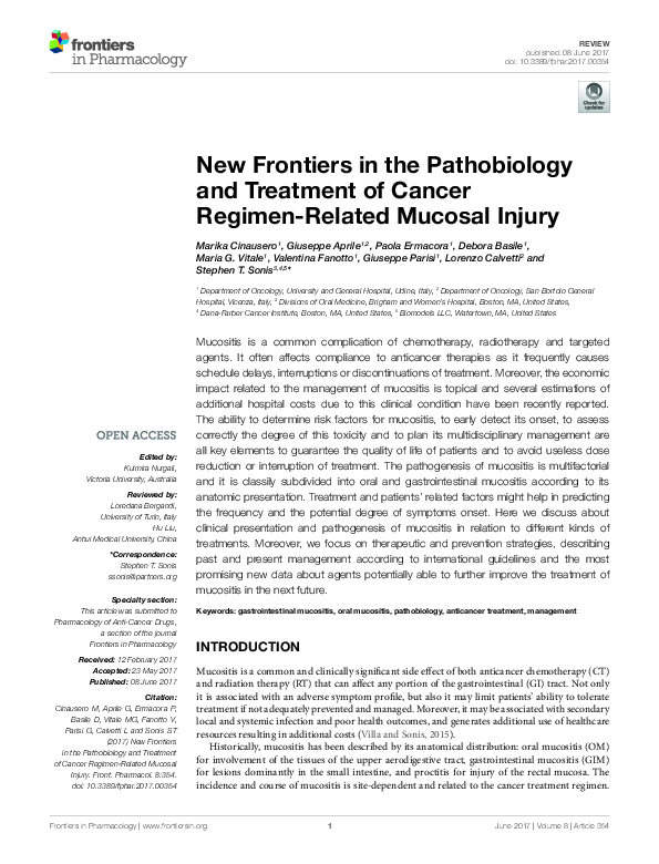 (PDF) New Frontiers in the Pathobiology and Treatment of Cancer Regimen ...