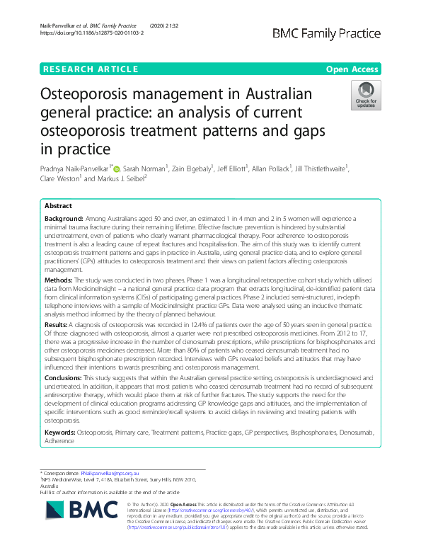 (PDF) Osteoporosis management in Australian general practice: an ...
