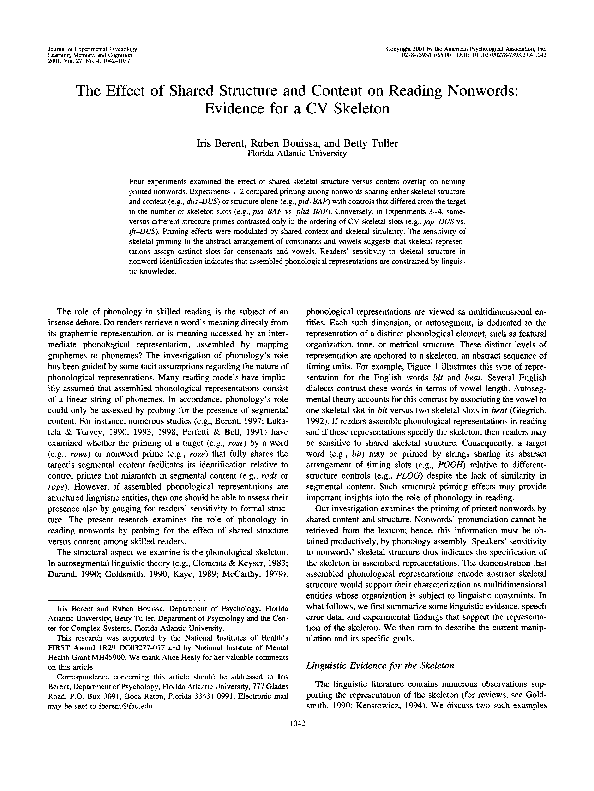 (PDF) The effect of shared structure and content on reading nonwords ...