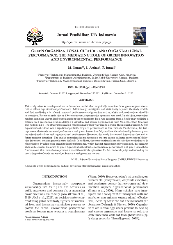 (PDF) Green Organizational Culture and Organizational Performance: The ...