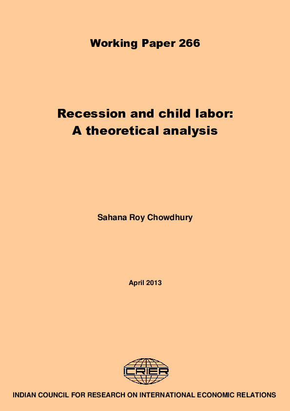 (PDF) Recession and Child Labor: A Theoretical Analysis