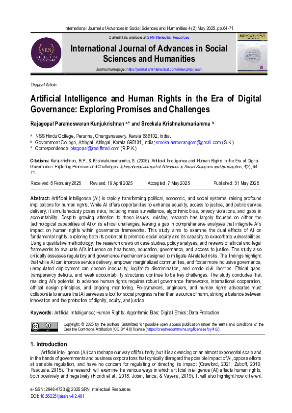 (PDF) Artificial Intelligence and Human Rights in the Era of Digital ...