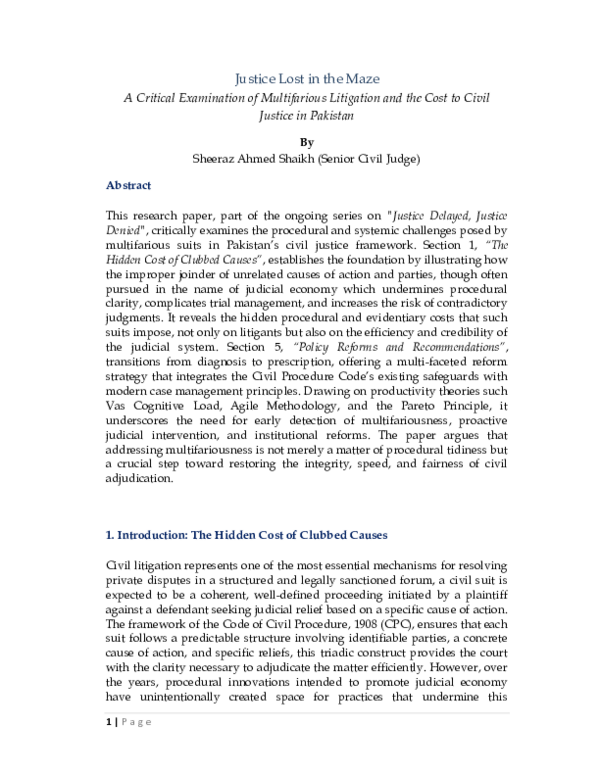 (PDF) Justice Lost in the Maze A Critical Examination of Multifarious ...