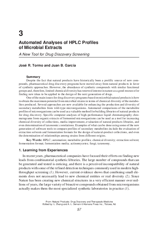 (PDF) Automated Analyses of HPLC Profiles of Microbial Extracts