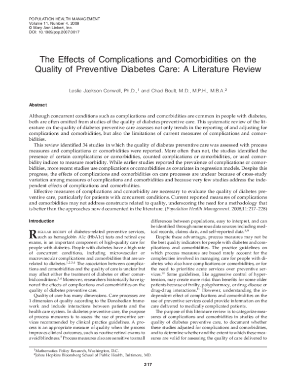 (PDF) The Effects of Complications and Comorbidities on the Quality of ...