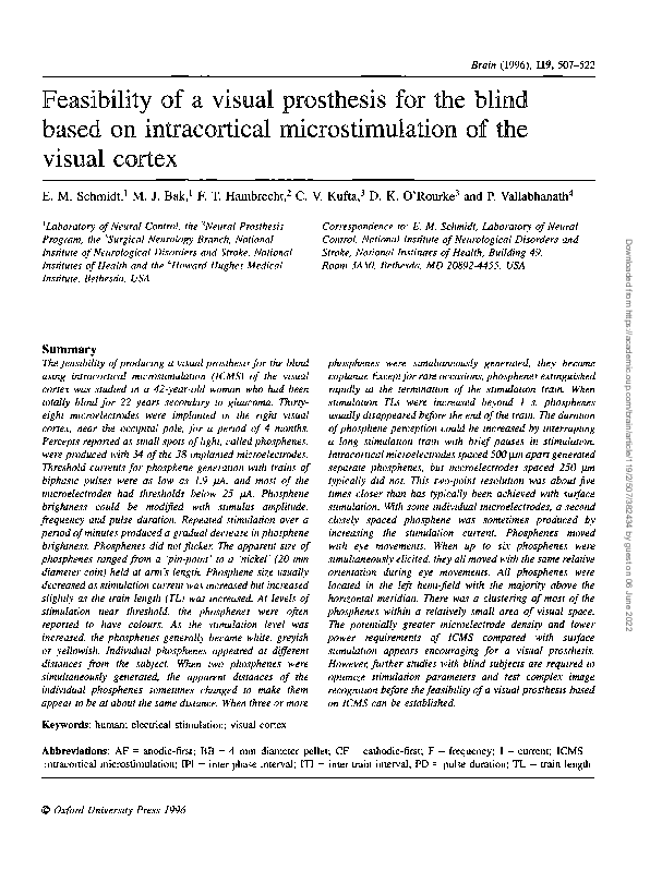 (PDF) Feasibility of a visual prosthesis for the blind based on ...