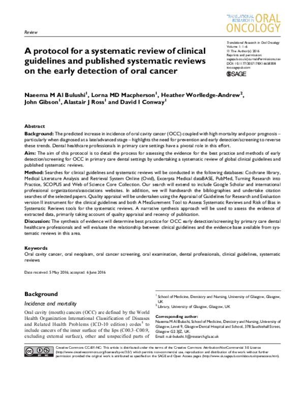 (PDF) A protocol for a systematic review of clinical guidelines and ...