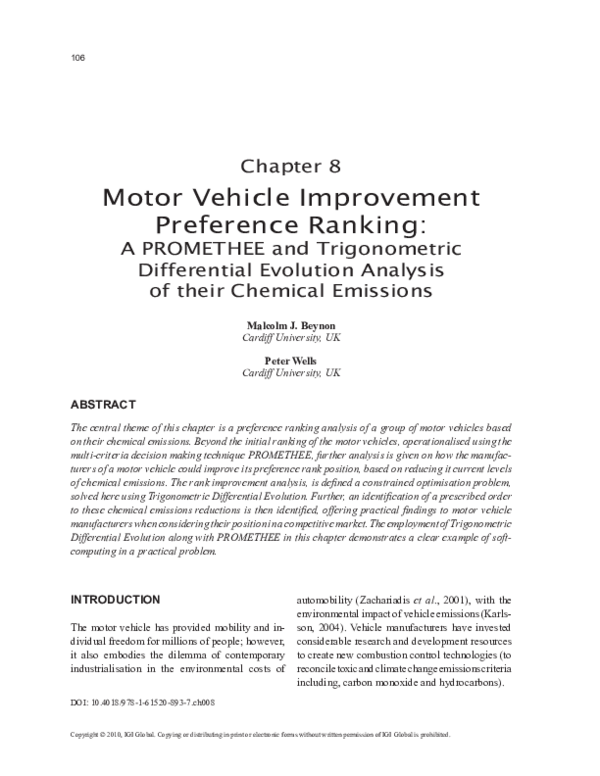 (PDF) Motor Vehicle Improvement Preference Ranking