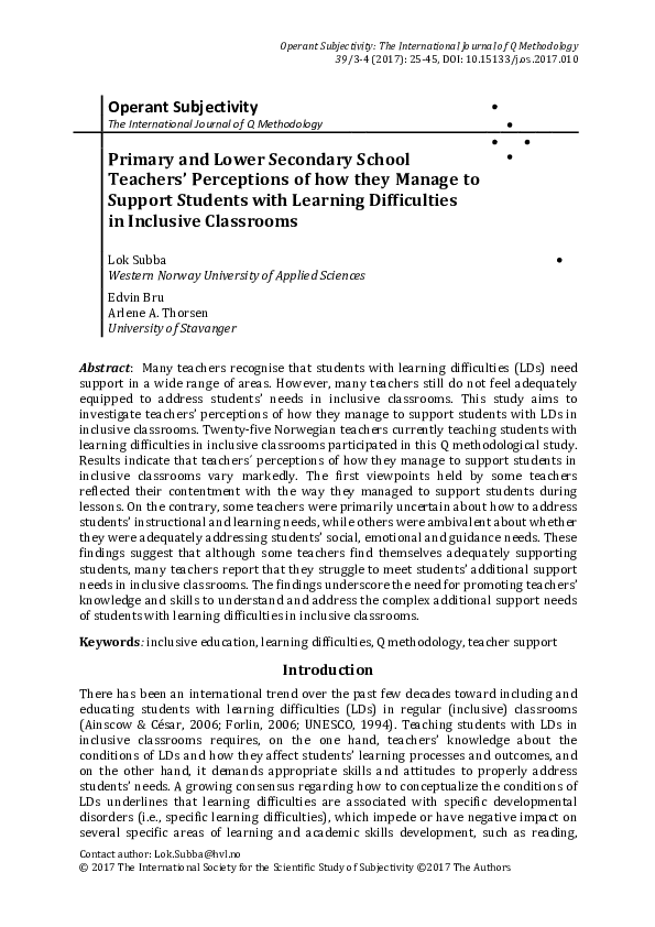 (PDF) Primary and Lower Secondary School Teachers’ Perceptions of How ...