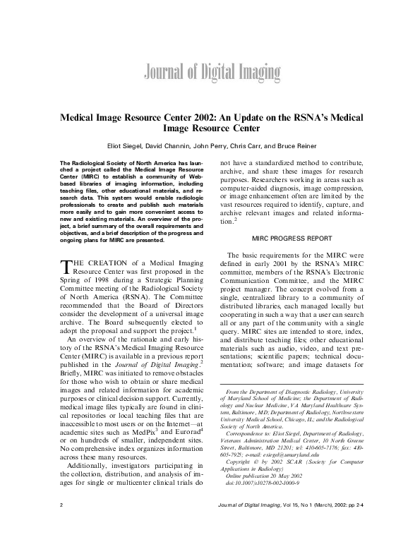(PDF) Medical Image Resource Center 2002: An Update on the RSNA's ...