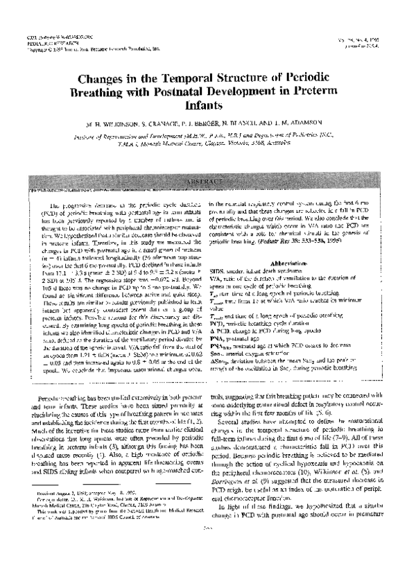 (PDF) Changes in the Temporal Structure of Periodic Breathing with ...