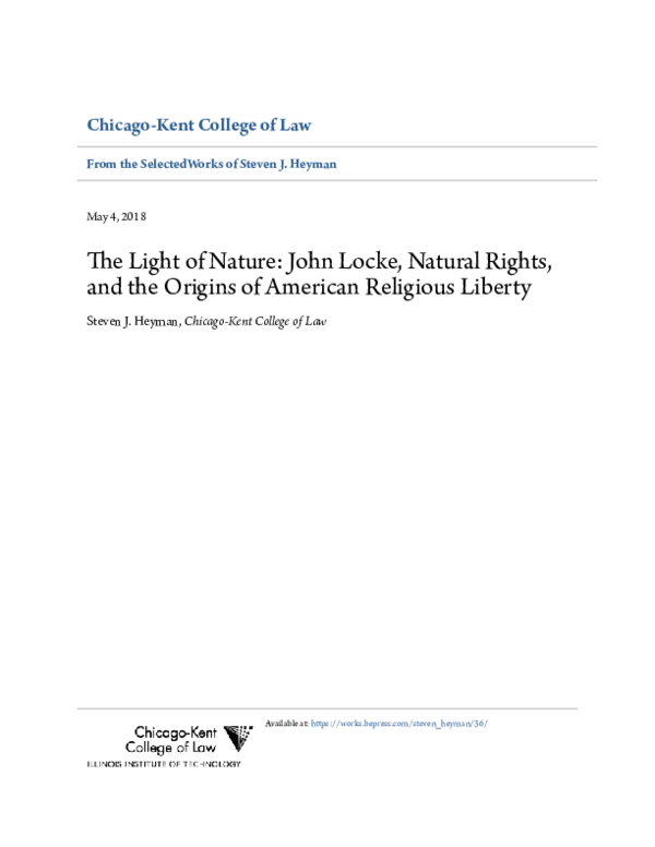 (PDF) The Light of Nature: John Locke, Natural Rights, and the Origins ...