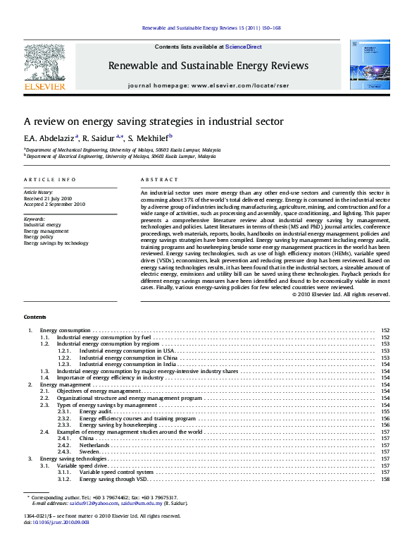 (PDF) A review on energy saving strategies in industrial sector