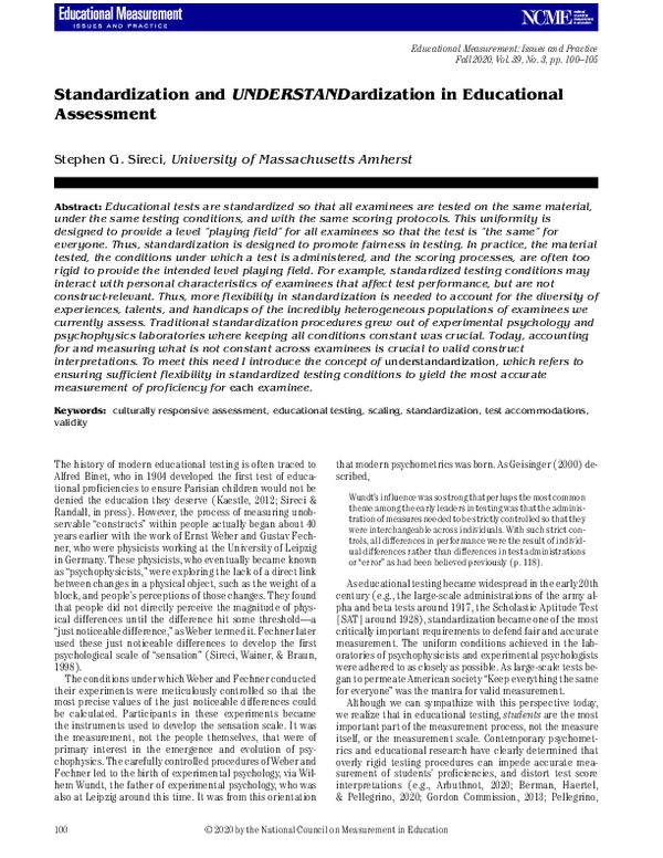 (PDF) Standardization and UNDERSTANDardization in Educational Assessment