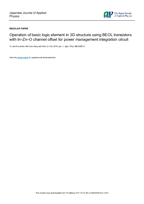 (PDF) Operation of basic logic element in 3D structure using BEOL ...