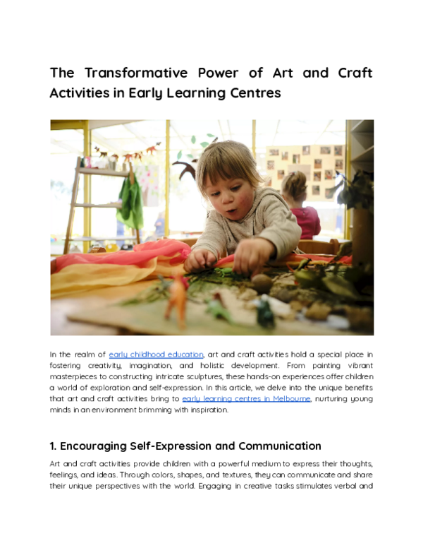 (PDF) The Transformative Power of Art and Craft Activities in Early ...