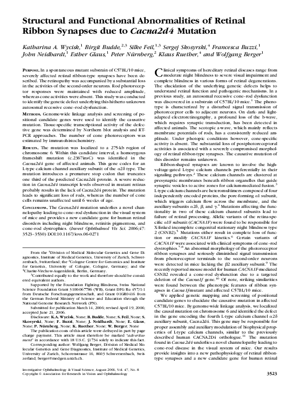 (PDF) Structural and Functional Abnormalities of Retinal Ribbon ...
