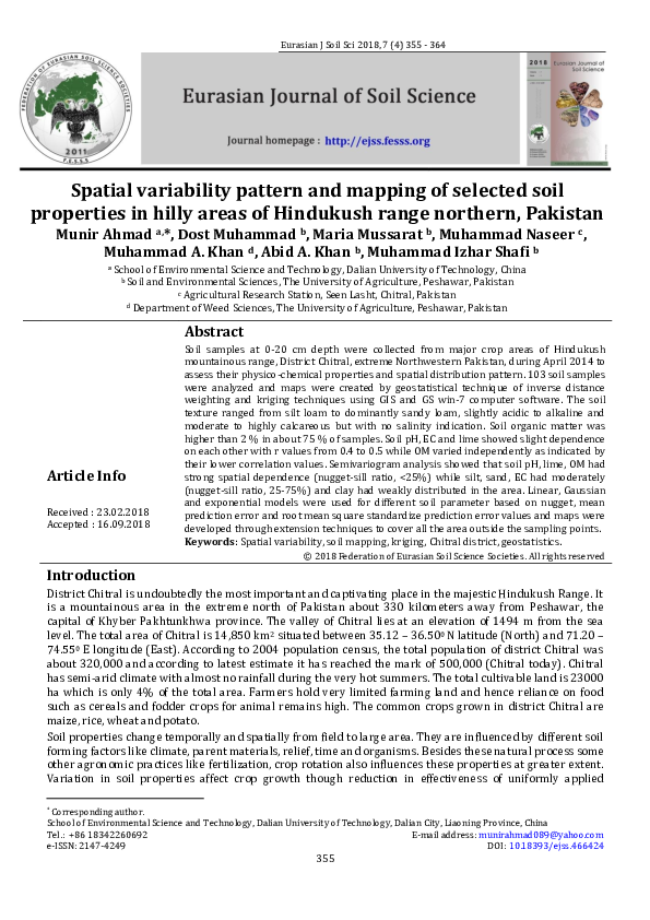(PDF) Spatial variability pattern and mapping of selected soil ...