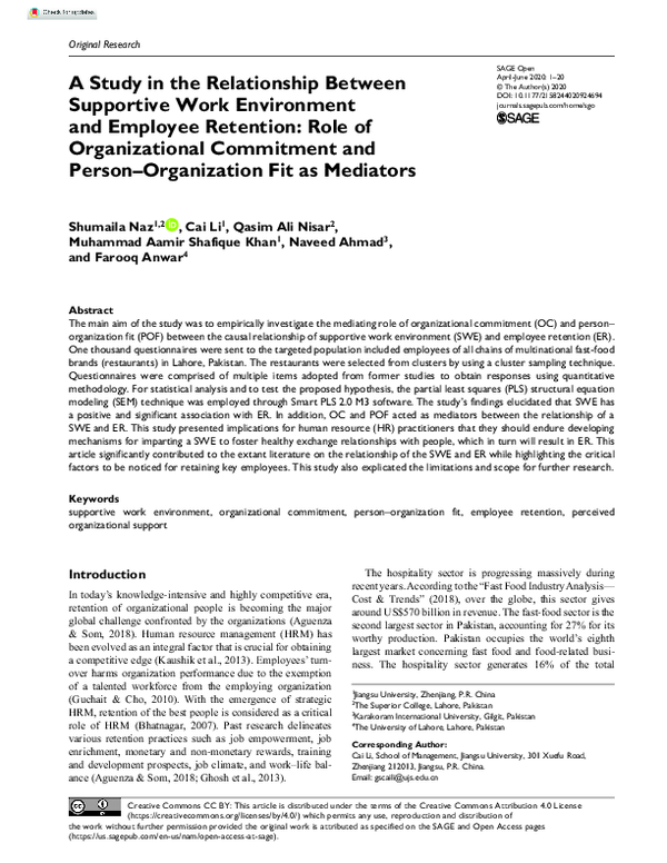 (PDF) A Study in the Relationship Between Supportive Work Environment ...