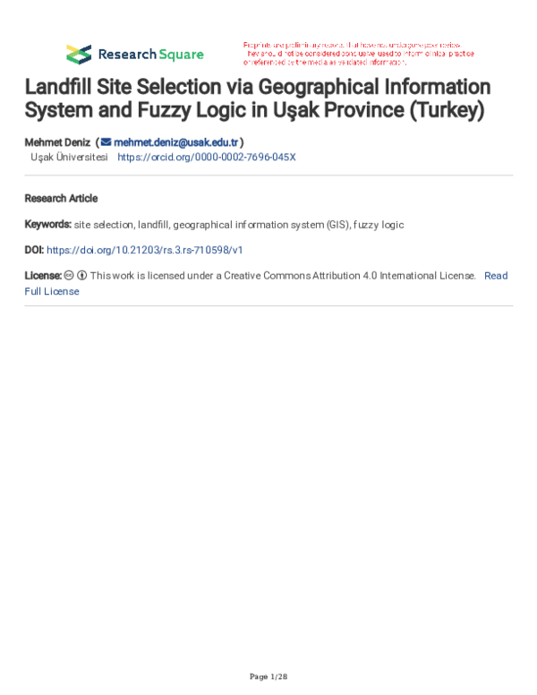 (PDF) Landfill Site Selection via Geographical Information System and ...