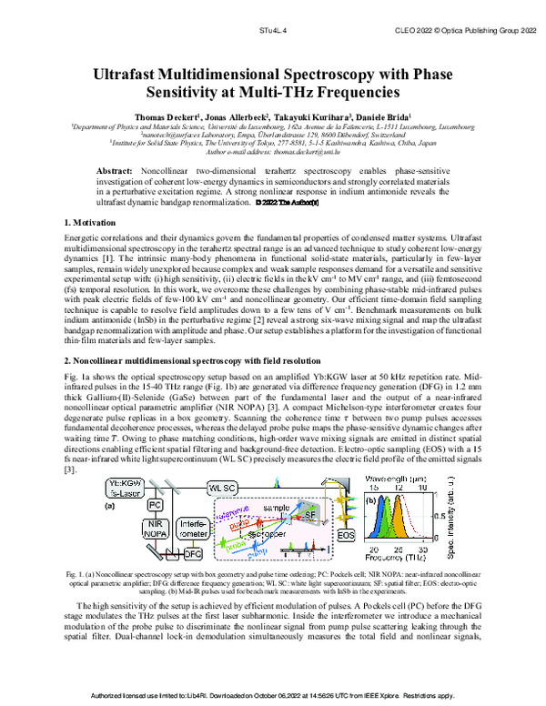(PDF) Ultrafast Multidimensional Spectroscopy with Phase Sensitivity at ...