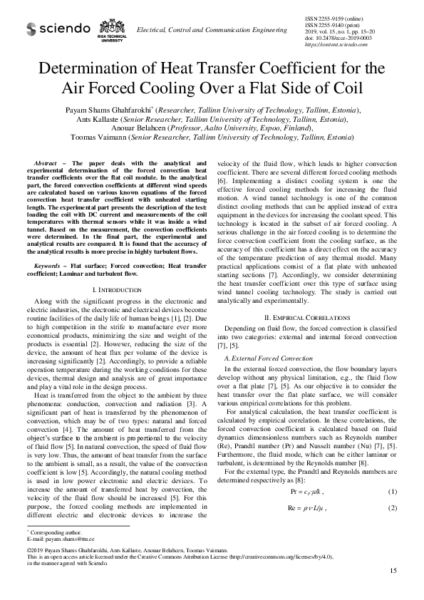 (PDF) Determination of Heat Transfer Coefficient for the Air Forced ...