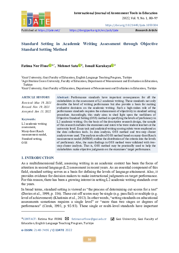 (PDF) Standard Setting in Academic Writing Assessment through Objective ...