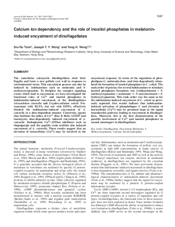 (PDF) Calcium ion dependency and the role of inositol phosphates in ...