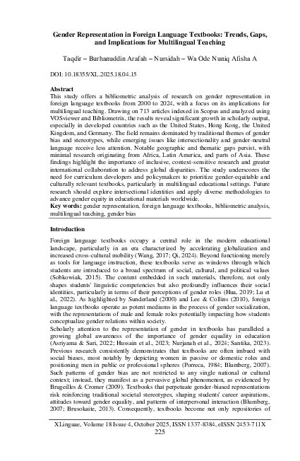 (PDF) Gender Representation in Foreign Language Textbooks: Trends, Gaps ...