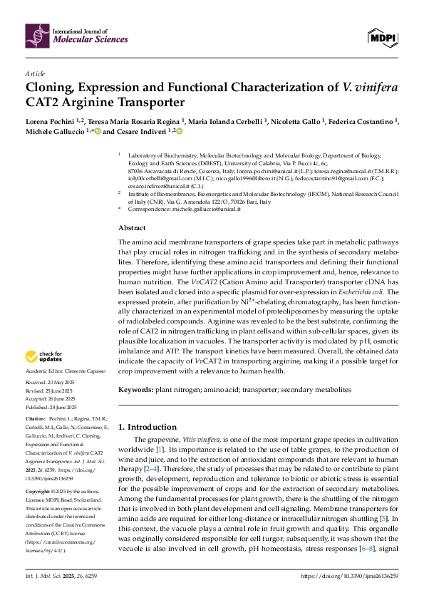 (PDF) Cloning, Expression and Functional Characterization of V ...