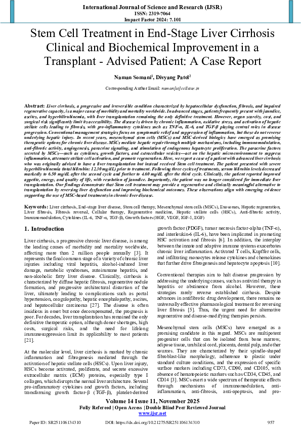 (PDF) Stem Cell Treatment in End-Stage Liver Cirrhosis Clinical and ...