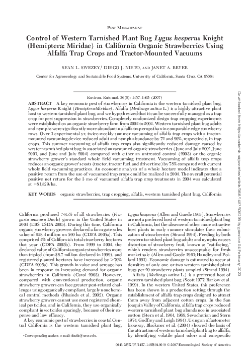 (PDF) Control of Western Tarnished Plant Bug Lygus hesperus Knight ...