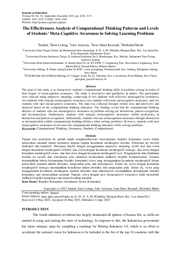 (PDF) The Effectiveness Analysis of Computational Thinking Patterns and ...