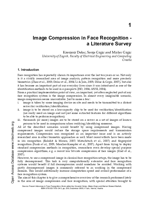 (PDF) Image Compression in Face Recognition - a Literature Survey
