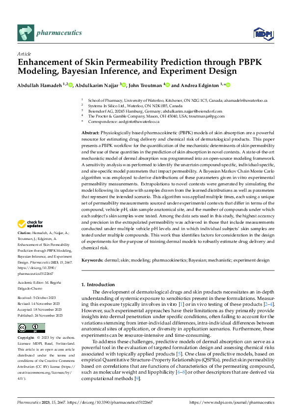 (PDF) Enhancement of Skin Permeability Prediction through PBPK Modeling ...