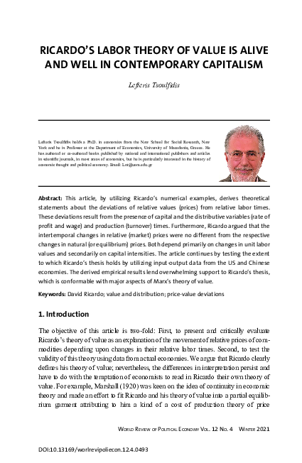 (PDF) Ricardo’s Labor Theory of Value Is Alive And Well in Contemporary ...