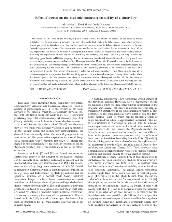 (PDF) Effect of inertia on the insoluble-surfactant instability of a ...