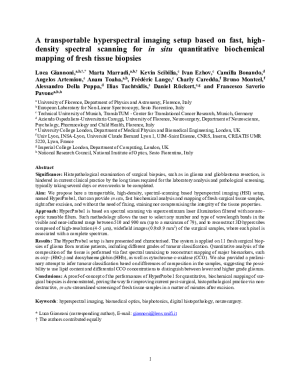 (PDF) A transportable hyperspectral imaging setup based on fast, high ...