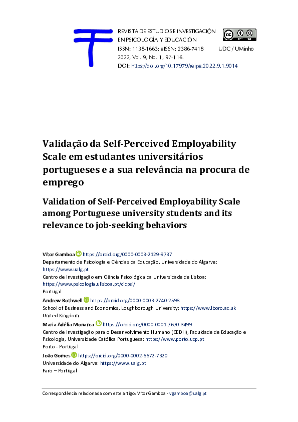 (PDF) Validação da Self-Perceived Employability Scale em estudantes ...