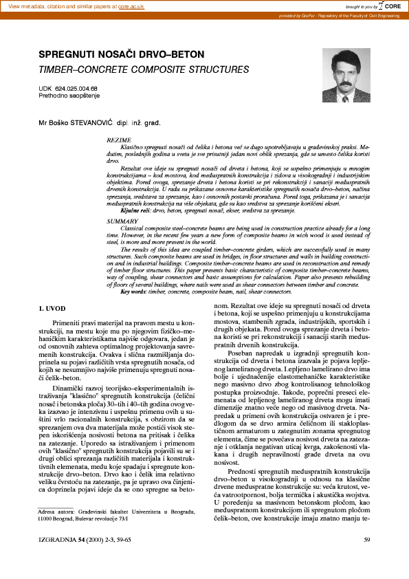 (PDF) Timber-concrete composite structures