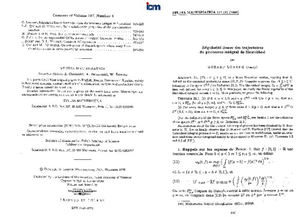 (PDF) Régularité Besov des trajectoires du processus intégral de Skorokhod