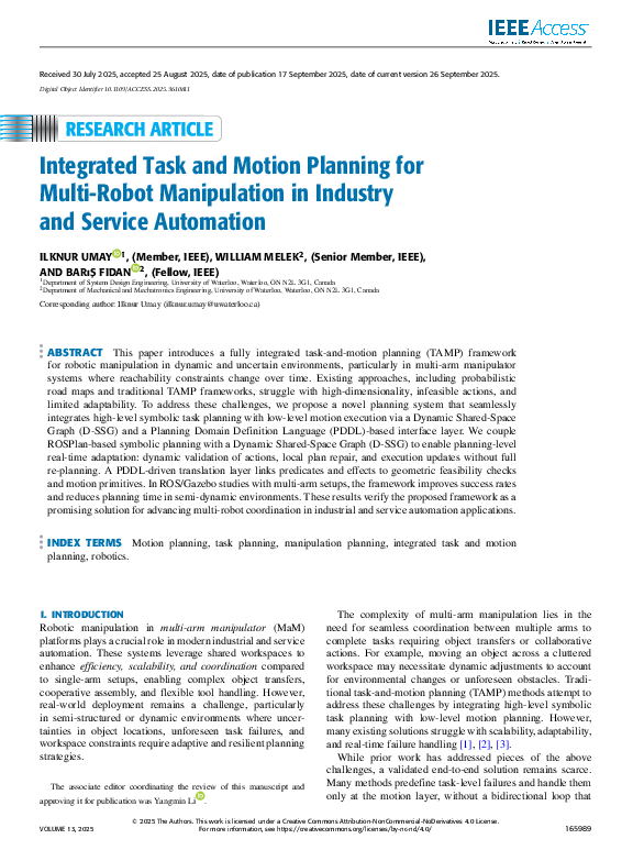 (PDF) Integrated Task and Motion Planning for Multi-Robot Manipulation ...