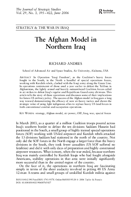 (PDF) The Afghan model in northern Iraq