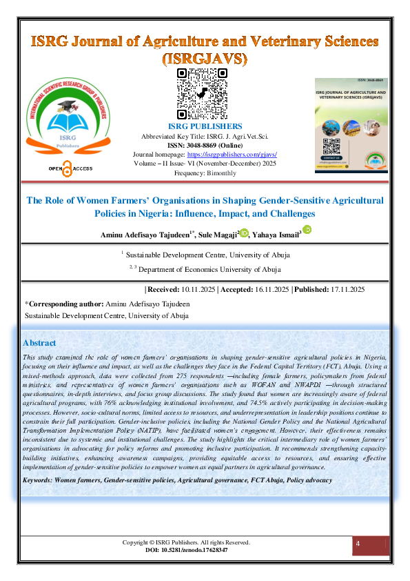 (PDF) The Role of Women Farmers' Organisations in Shaping Gender ...