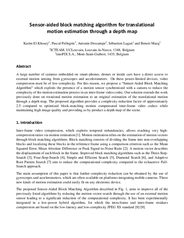 (PDF) Sensor-aided block matching algorithm for translational motion ...