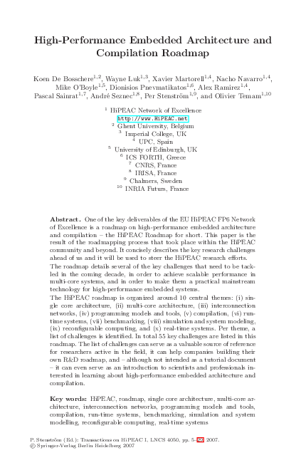 (PDF) High-Performance Embedded Architecture and Compilation Roadmap
