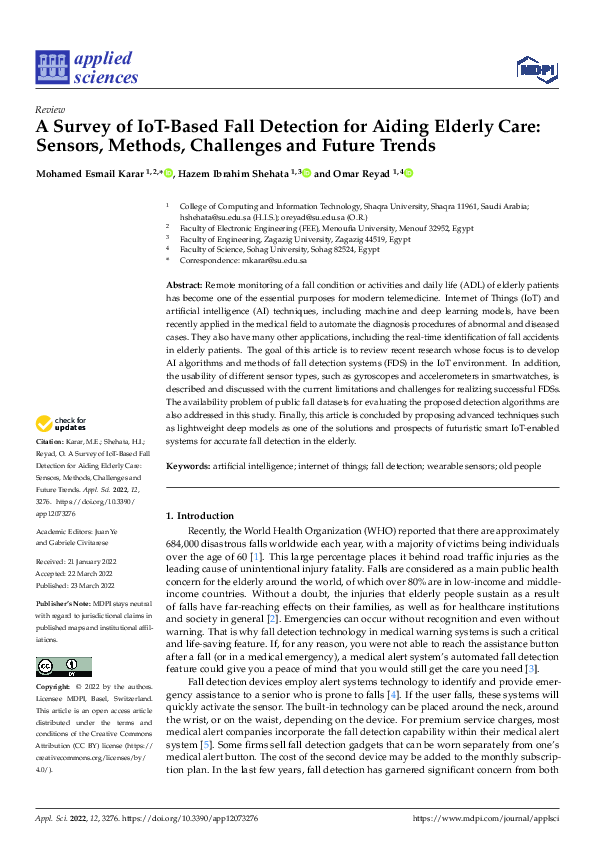 (PDF) A Survey of IoT-Based Fall Detection for Aiding Elderly Care ...