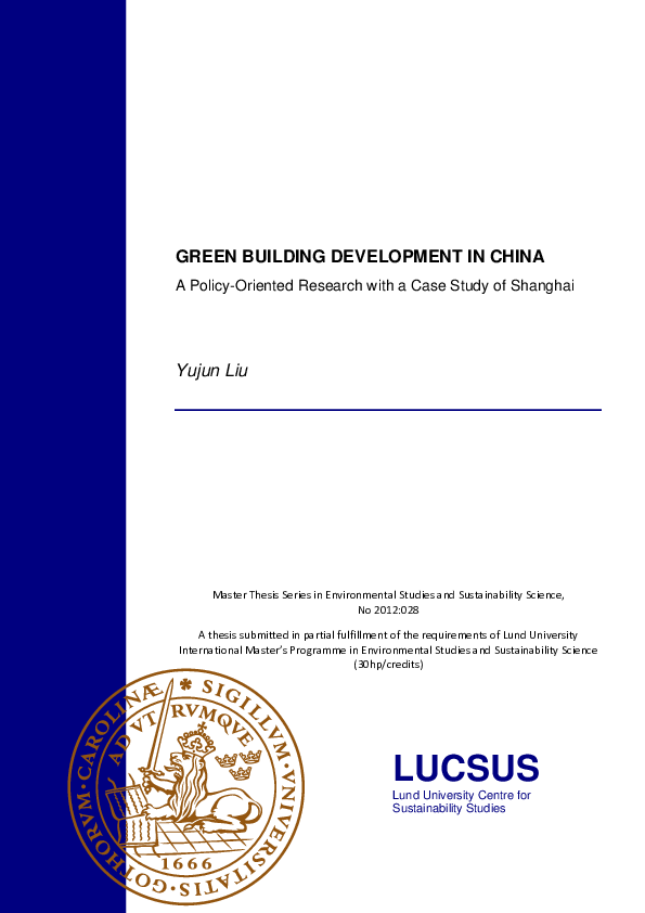 (PDF) Green building development in China : a policy-oriented research ...