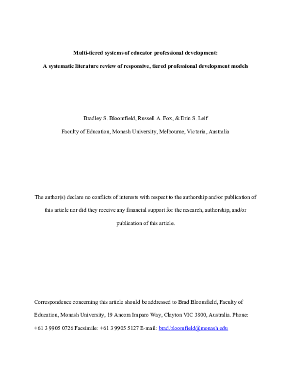 (PDF) Multi-tiered systems of educator professional development: A ...